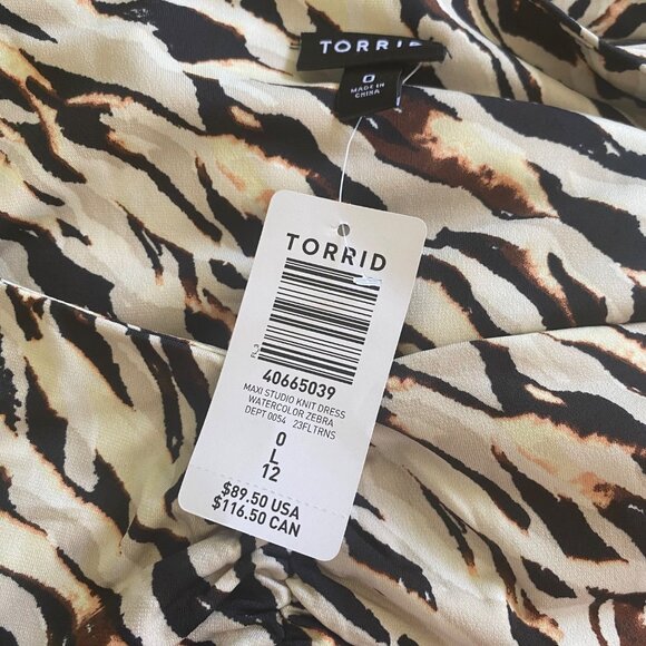 Torrid NWT $90 Side Cutout Knit Dress, Watercolor Zebra Women's Size 0 (12) - Picture 11 of 13